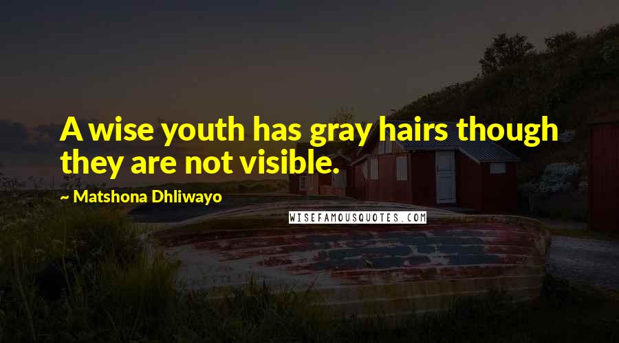 Matshona Dhliwayo Quotes: A wise youth has gray hairs though they are not visible.