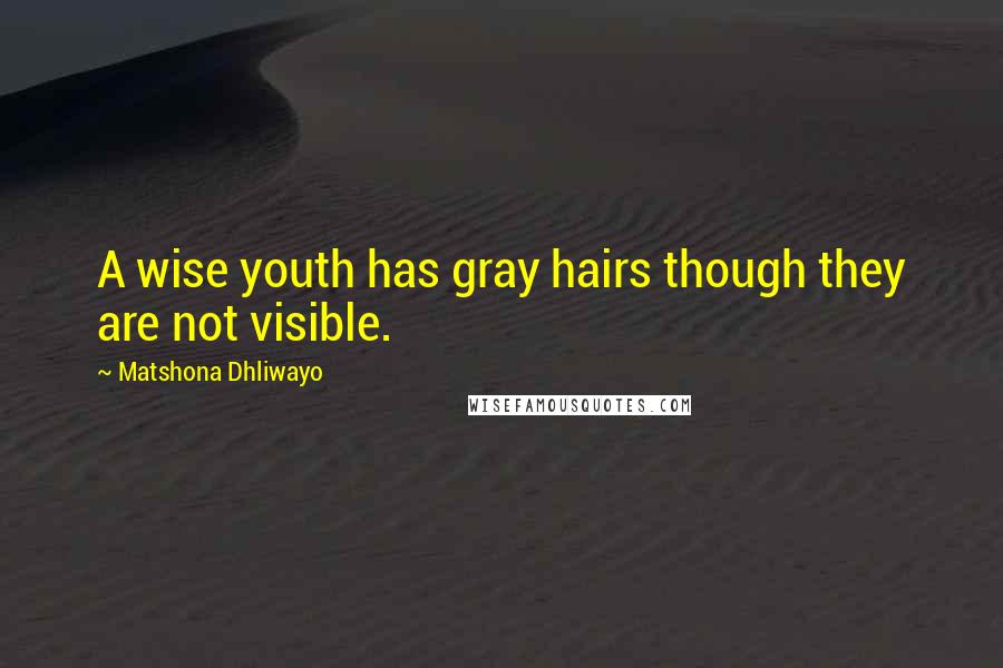 Matshona Dhliwayo Quotes: A wise youth has gray hairs though they are not visible.