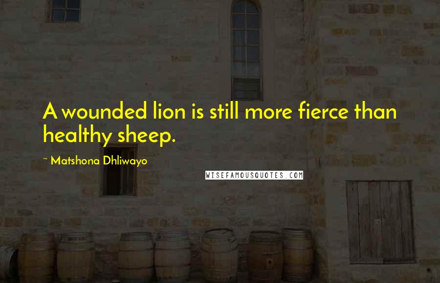 Matshona Dhliwayo Quotes: A wounded lion is still more fierce than healthy sheep.