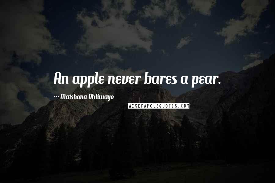 Matshona Dhliwayo Quotes: An apple never bares a pear.