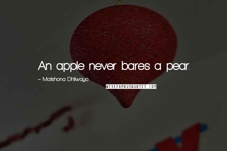 Matshona Dhliwayo Quotes: An apple never bares a pear.