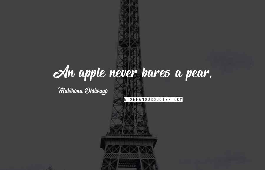 Matshona Dhliwayo Quotes: An apple never bares a pear.