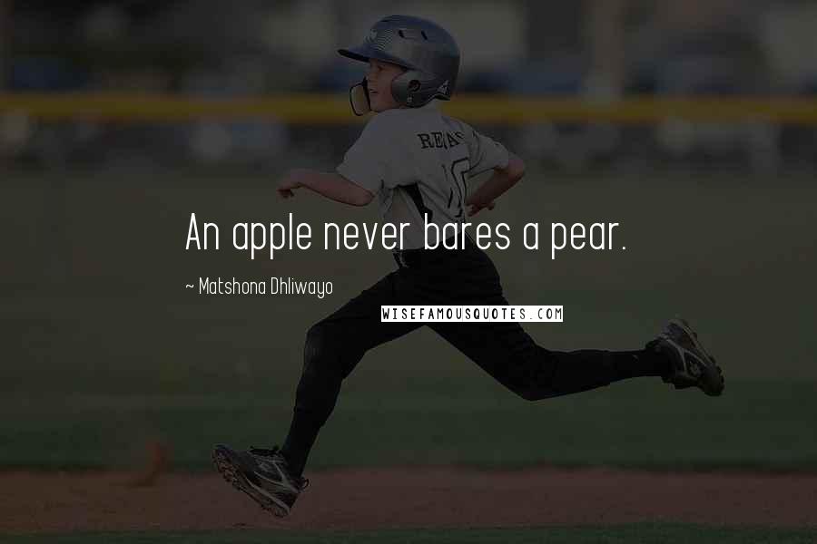 Matshona Dhliwayo Quotes: An apple never bares a pear.