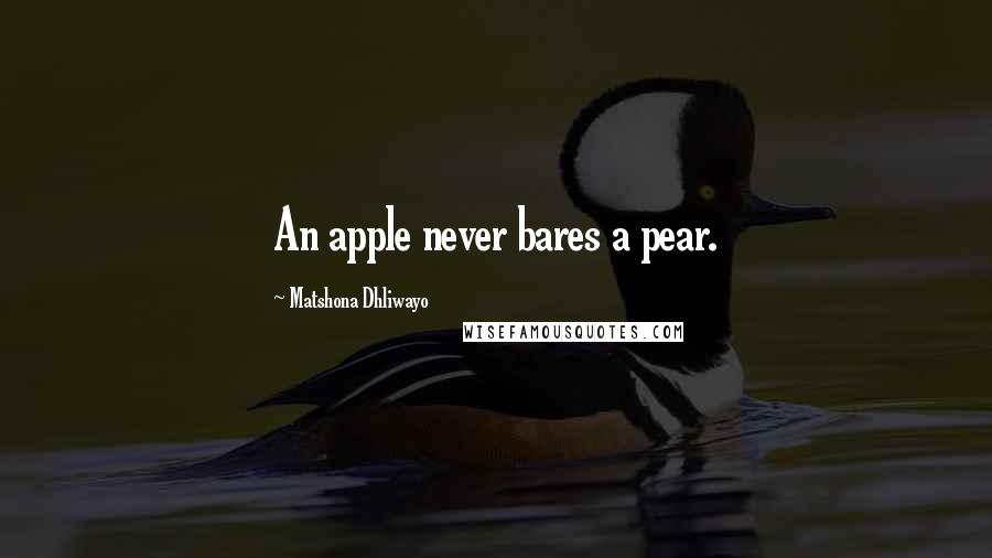 Matshona Dhliwayo Quotes: An apple never bares a pear.