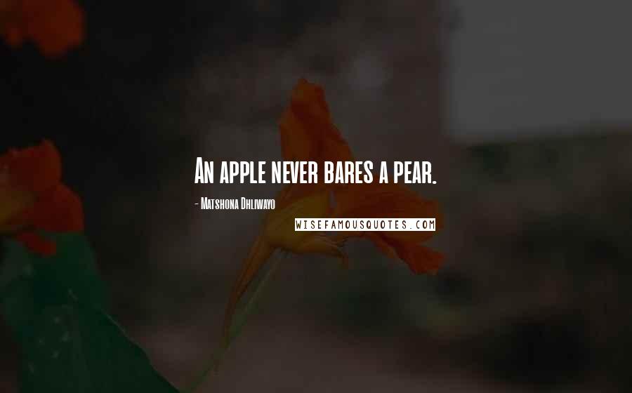 Matshona Dhliwayo Quotes: An apple never bares a pear.