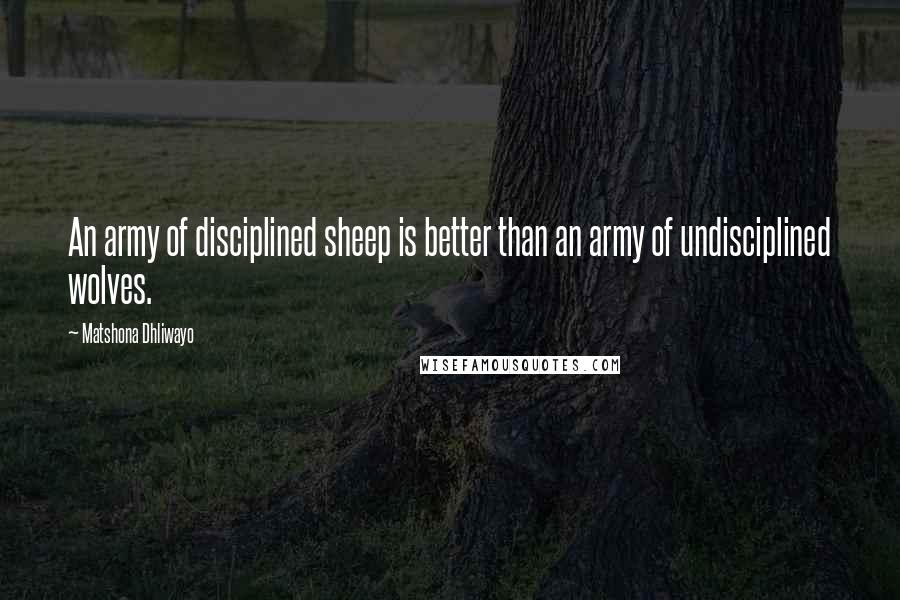 Matshona Dhliwayo Quotes: An army of disciplined sheep is better than an army of undisciplined wolves.