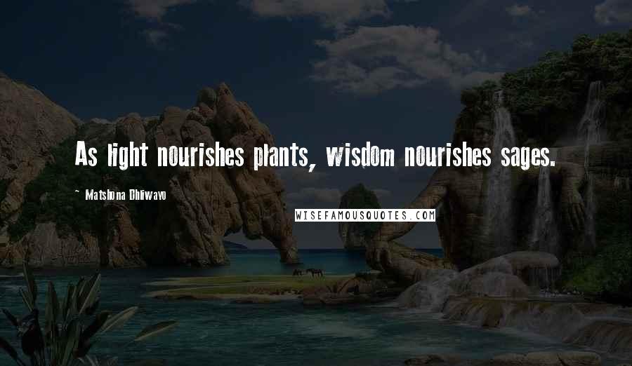 Matshona Dhliwayo Quotes: As light nourishes plants, wisdom nourishes sages.
