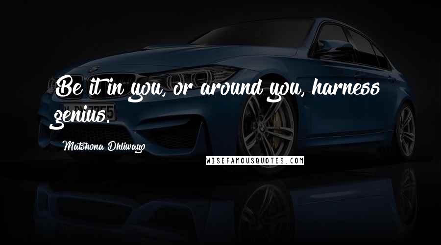 Matshona Dhliwayo Quotes: Be it in you, or around you, harness genius.