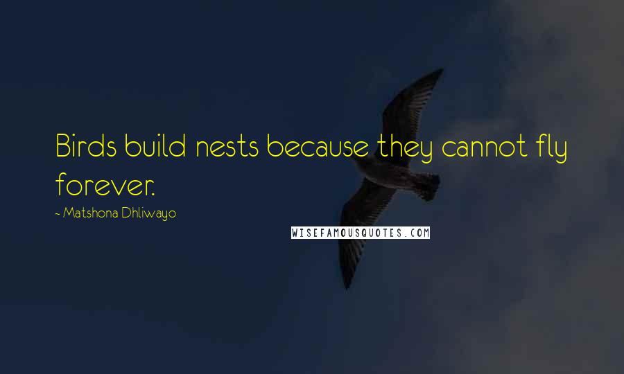 Matshona Dhliwayo Quotes: Birds build nests because they cannot fly forever.