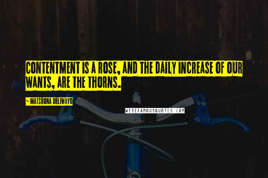 Matshona Dhliwayo Quotes: Contentment is a rose, and the daily increase of our wants, are the thorns.