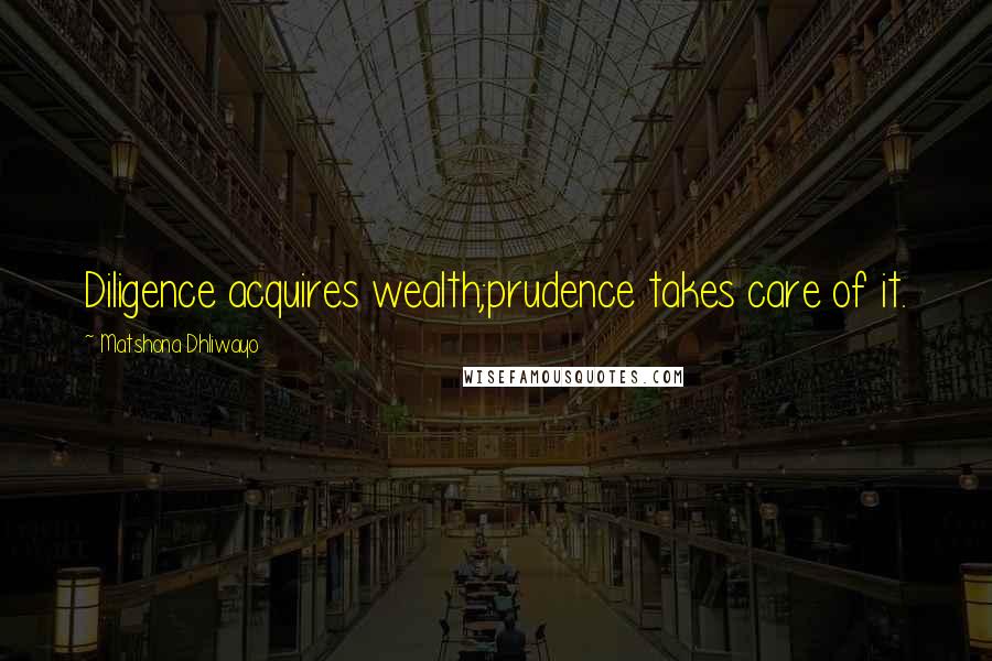 Matshona Dhliwayo Quotes: Diligence acquires wealth;prudence takes care of it.