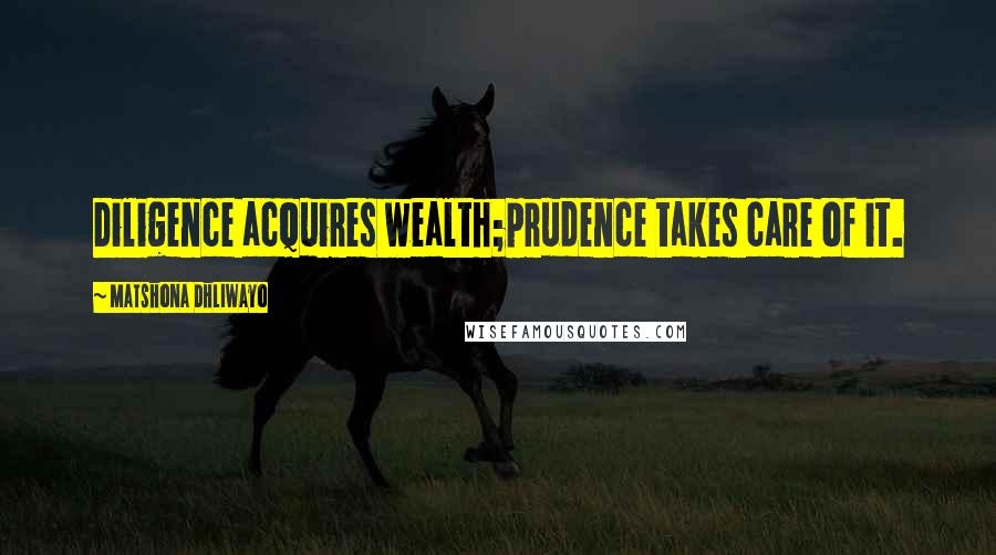 Matshona Dhliwayo Quotes: Diligence acquires wealth;prudence takes care of it.