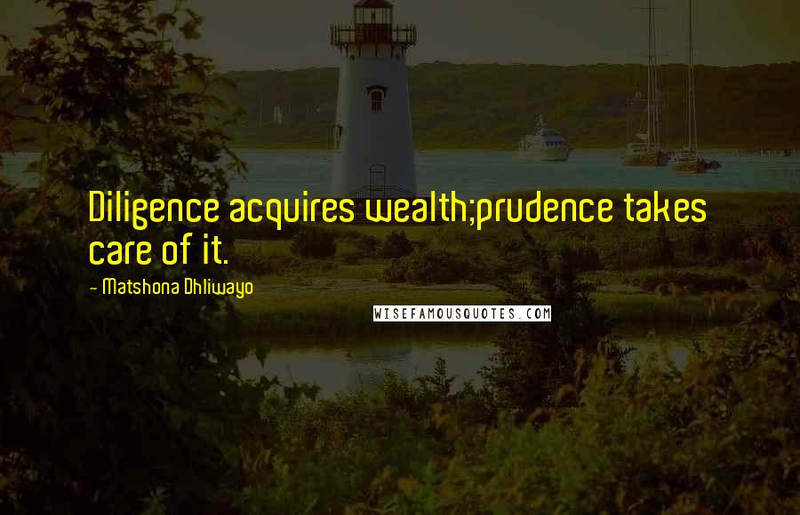 Matshona Dhliwayo Quotes: Diligence acquires wealth;prudence takes care of it.
