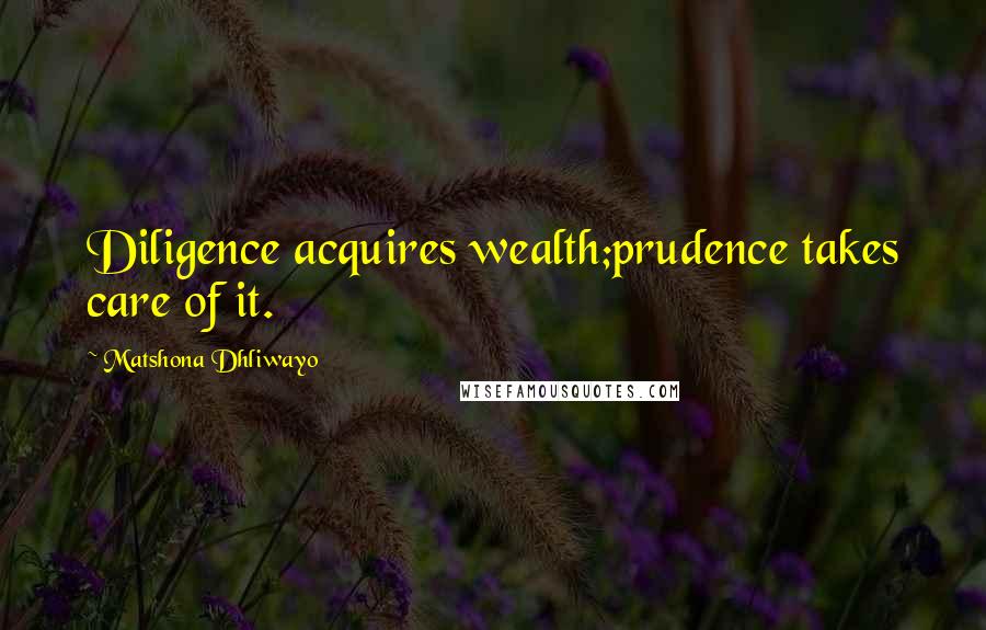 Matshona Dhliwayo Quotes: Diligence acquires wealth;prudence takes care of it.