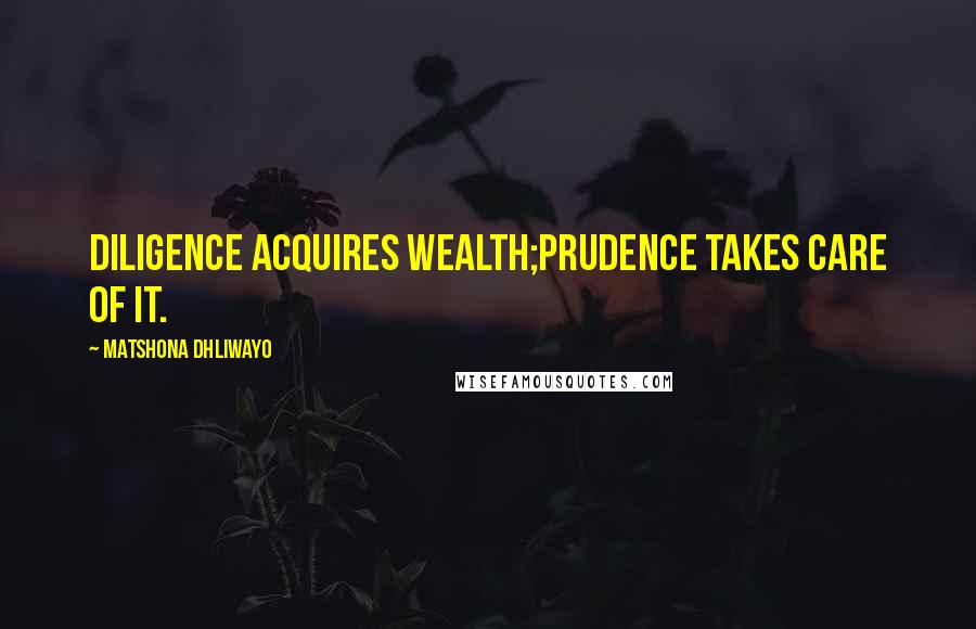 Matshona Dhliwayo Quotes: Diligence acquires wealth;prudence takes care of it.