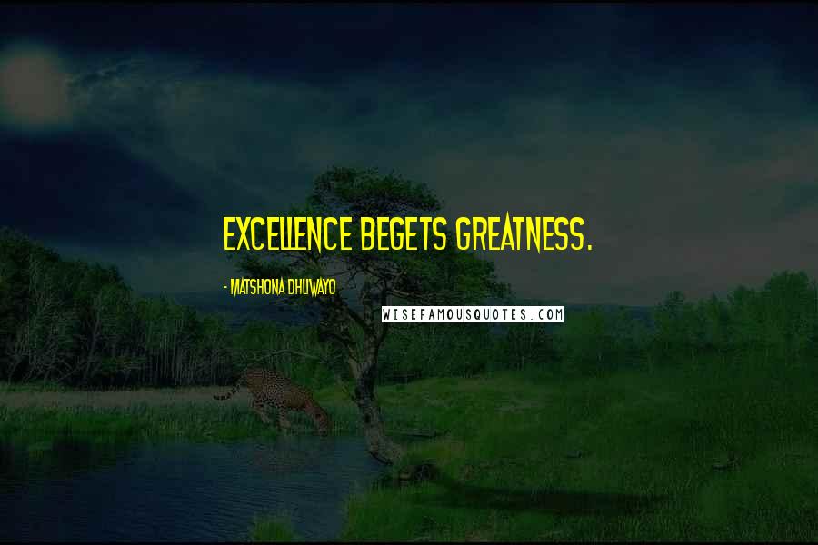 Matshona Dhliwayo Quotes: Excellence begets greatness.
