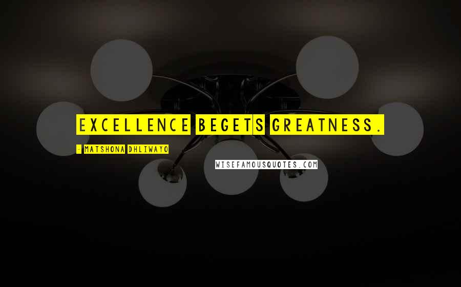 Matshona Dhliwayo Quotes: Excellence begets greatness.