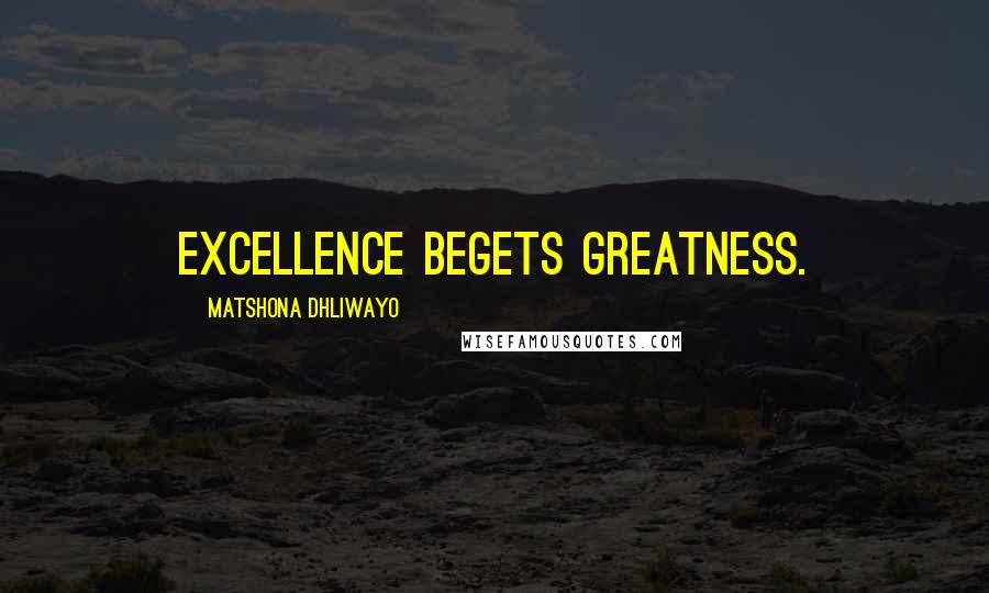 Matshona Dhliwayo Quotes: Excellence begets greatness.