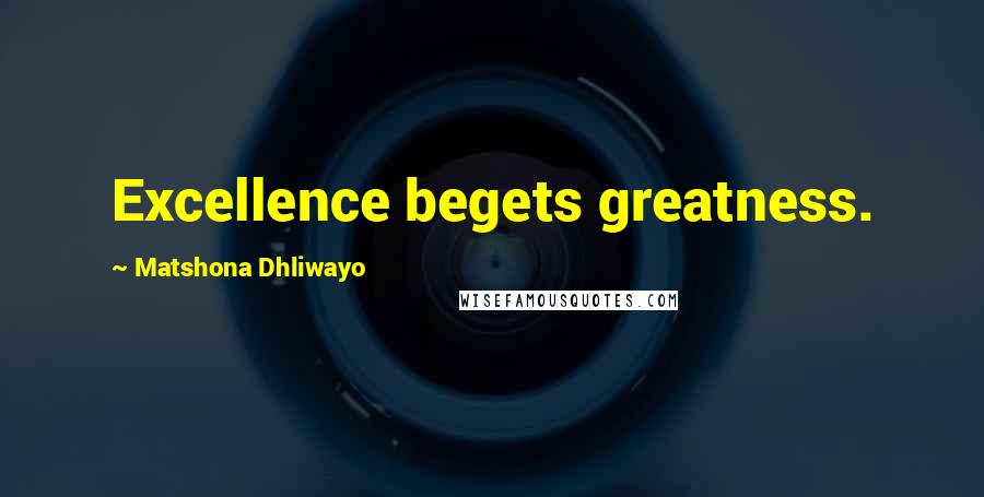 Matshona Dhliwayo Quotes: Excellence begets greatness.