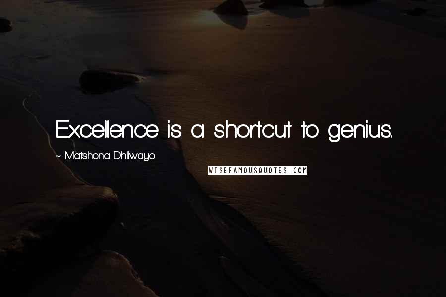 Matshona Dhliwayo Quotes: Excellence is a shortcut to genius.