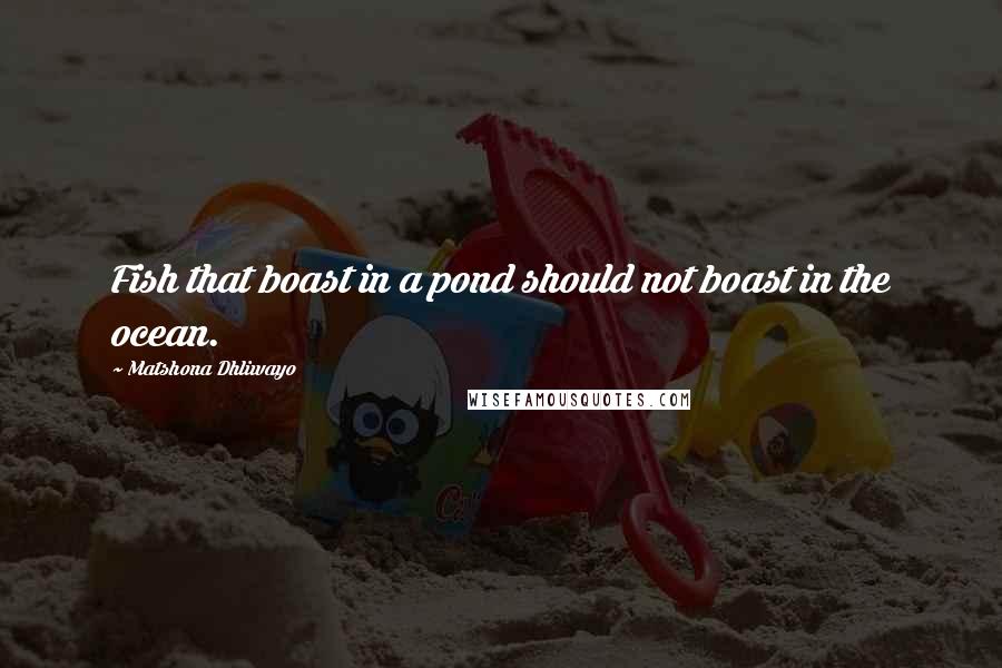 Matshona Dhliwayo Quotes: Fish that boast in a pond should not boast in the ocean.