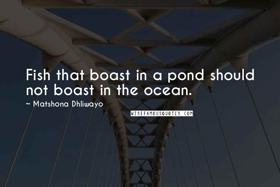 Matshona Dhliwayo Quotes: Fish that boast in a pond should not boast in the ocean.