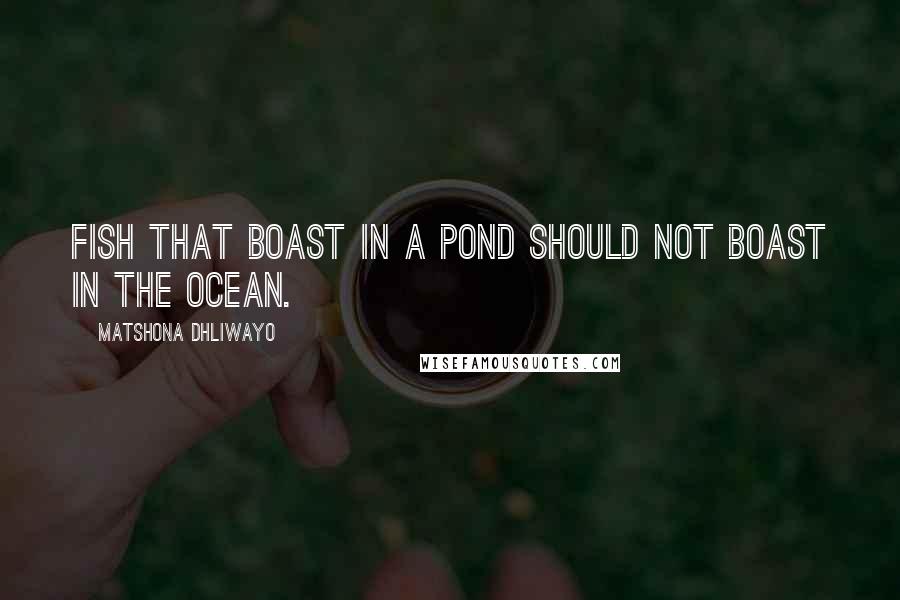 Matshona Dhliwayo Quotes: Fish that boast in a pond should not boast in the ocean.