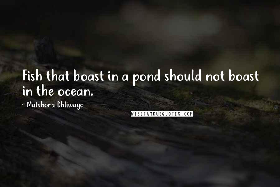 Matshona Dhliwayo Quotes: Fish that boast in a pond should not boast in the ocean.