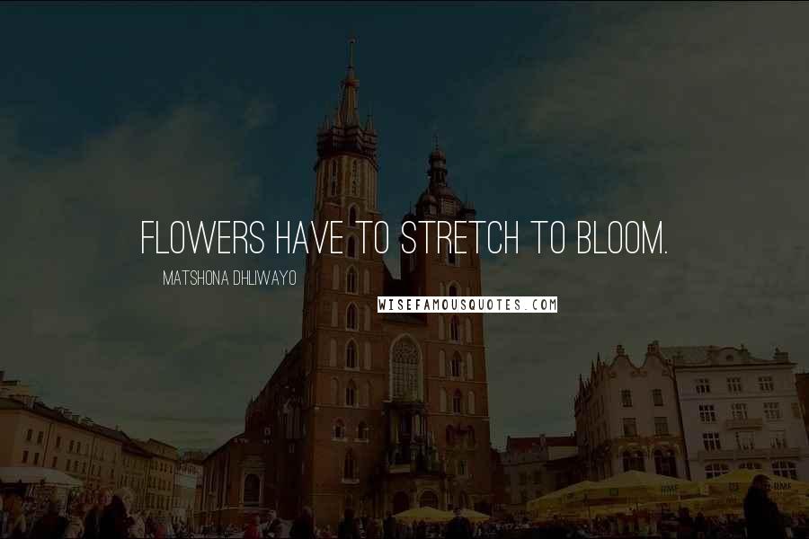 Matshona Dhliwayo Quotes: Flowers have to stretch to bloom.