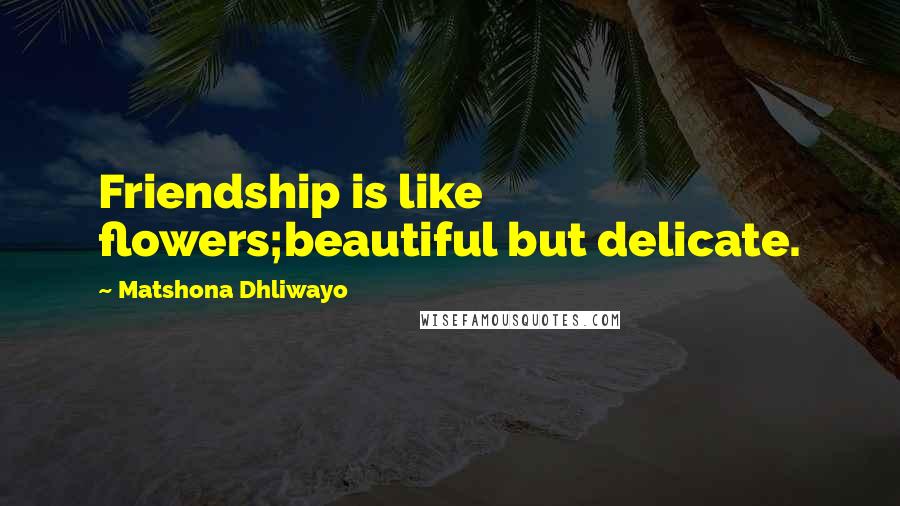 Matshona Dhliwayo Quotes: Friendship is like flowers;beautiful but delicate.