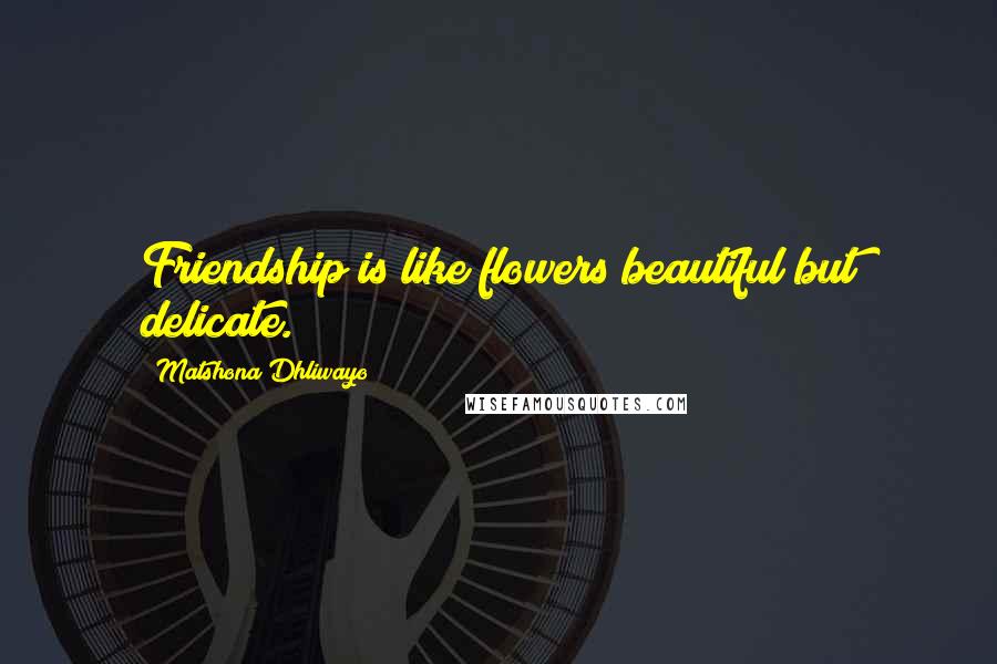 Matshona Dhliwayo Quotes: Friendship is like flowers;beautiful but delicate.