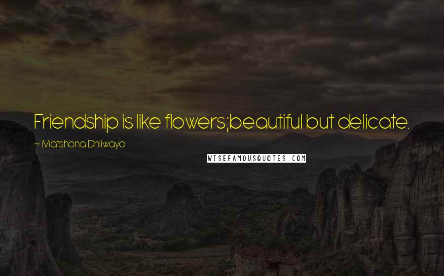 Matshona Dhliwayo Quotes: Friendship is like flowers;beautiful but delicate.