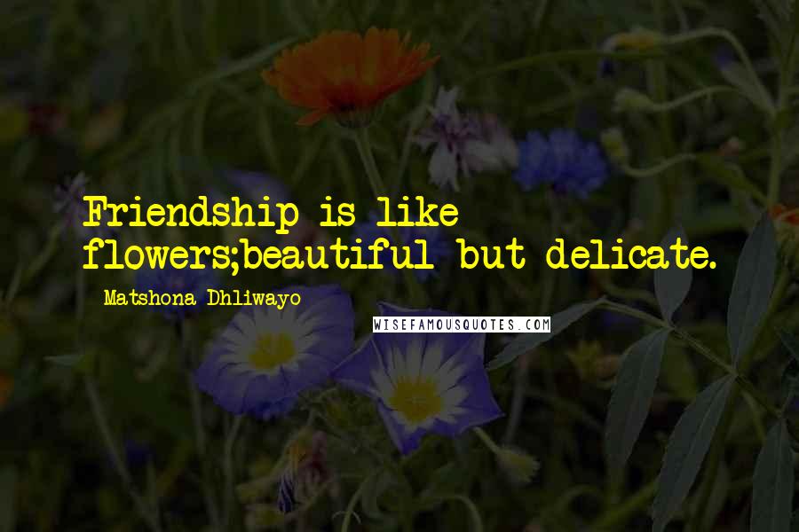 Matshona Dhliwayo Quotes: Friendship is like flowers;beautiful but delicate.
