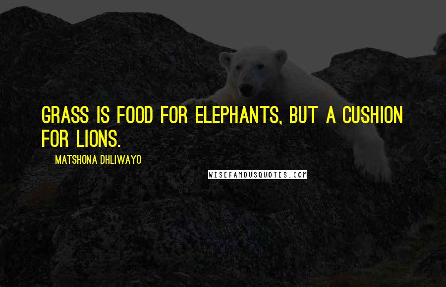 Matshona Dhliwayo Quotes: Grass is food for elephants, but a cushion for lions.