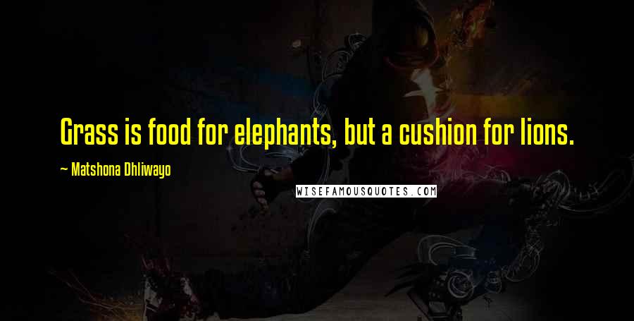 Matshona Dhliwayo Quotes: Grass is food for elephants, but a cushion for lions.