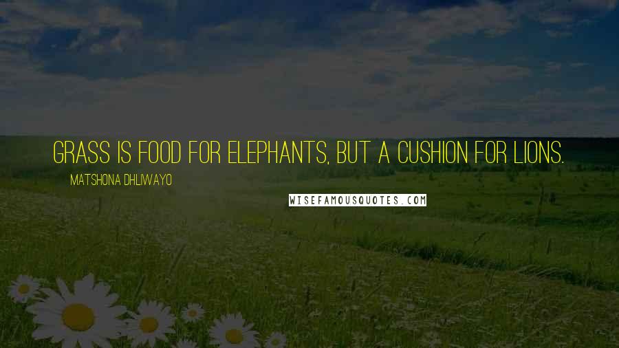 Matshona Dhliwayo Quotes: Grass is food for elephants, but a cushion for lions.