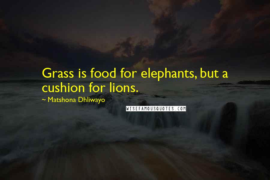 Matshona Dhliwayo Quotes: Grass is food for elephants, but a cushion for lions.