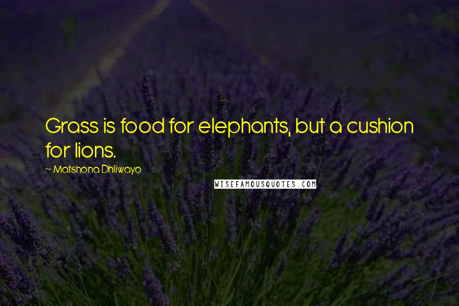 Matshona Dhliwayo Quotes: Grass is food for elephants, but a cushion for lions.