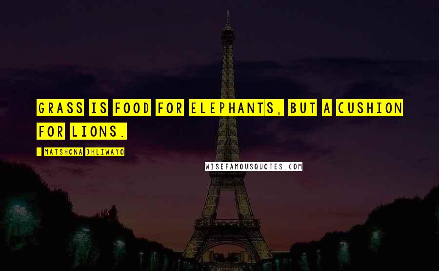 Matshona Dhliwayo Quotes: Grass is food for elephants, but a cushion for lions.