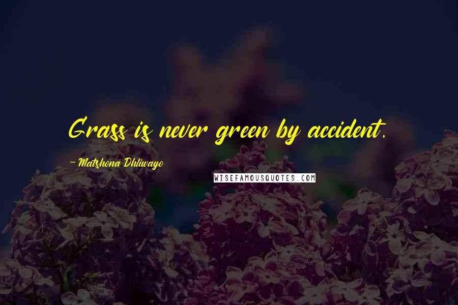 Matshona Dhliwayo Quotes: Grass is never green by accident.