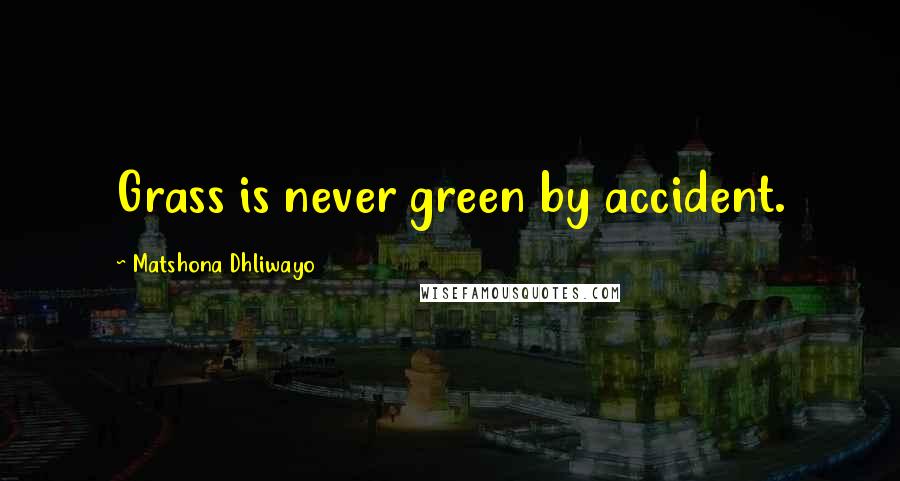 Matshona Dhliwayo Quotes: Grass is never green by accident.