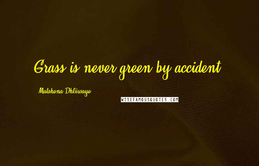 Matshona Dhliwayo Quotes: Grass is never green by accident.