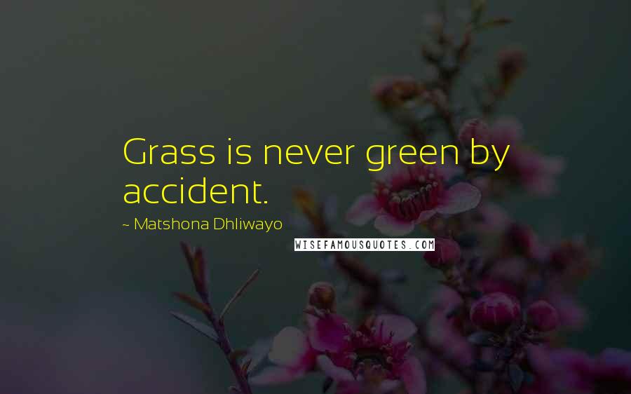 Matshona Dhliwayo Quotes: Grass is never green by accident.