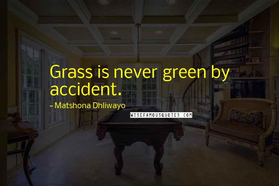 Matshona Dhliwayo Quotes: Grass is never green by accident.