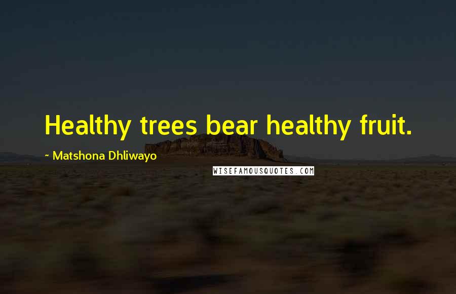 Matshona Dhliwayo Quotes: Healthy trees bear healthy fruit.
