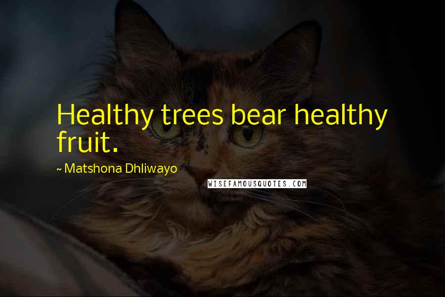 Matshona Dhliwayo Quotes: Healthy trees bear healthy fruit.