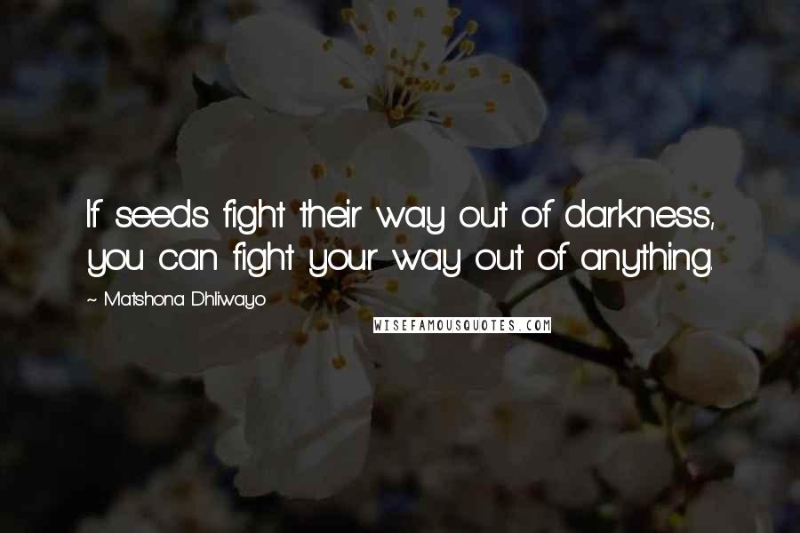 Matshona Dhliwayo Quotes: If seeds fight their way out of darkness, you can fight your way out of anything.