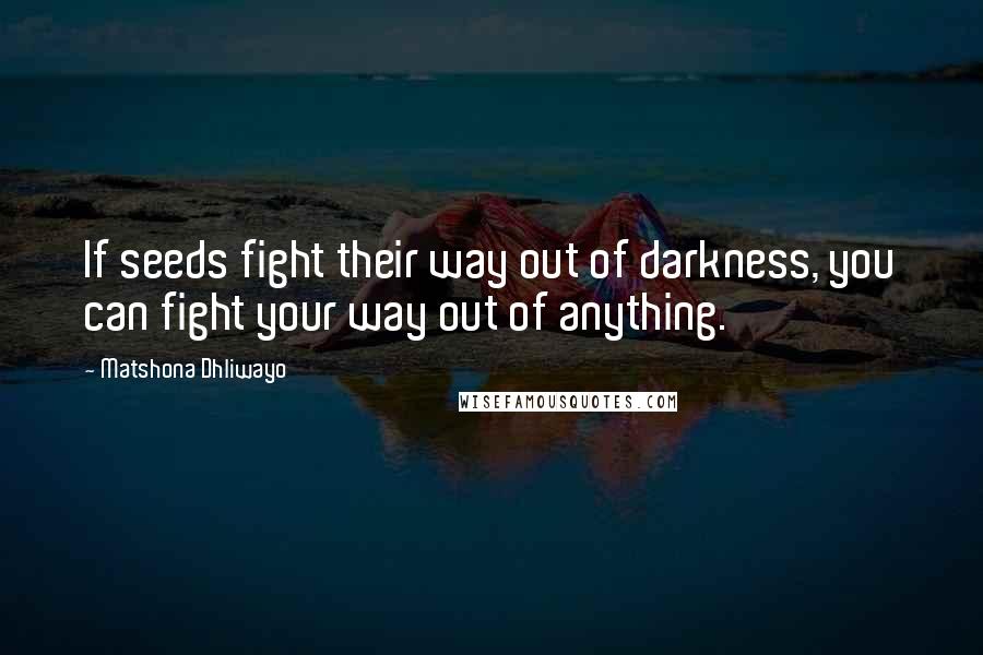 Matshona Dhliwayo Quotes: If seeds fight their way out of darkness, you can fight your way out of anything.