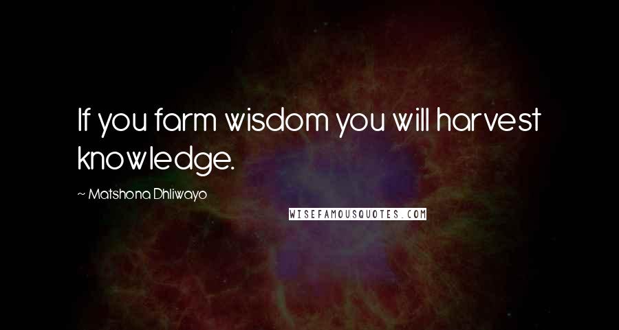 Matshona Dhliwayo Quotes: If you farm wisdom you will harvest knowledge.