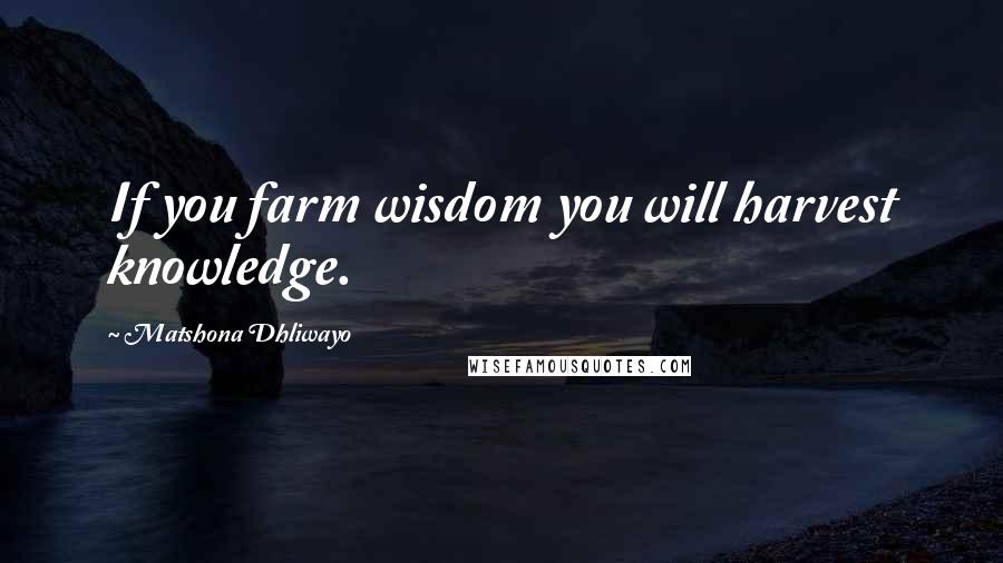 Matshona Dhliwayo Quotes: If you farm wisdom you will harvest knowledge.